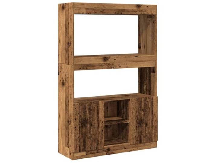 GFMGUEMV Highboard Altholz-Optik 92x33x140 cm Holzwerkstoff mit viel Stauraum und Türen, dekorativ und praktisch für Wohnzimmer, Schlafzimmer oder Büro