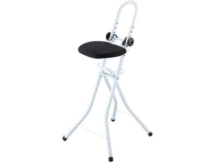 WENKO Chaise Pliante de Repassage Hauteur Réglable Assise Rembourrée Blanc Cadre Métal