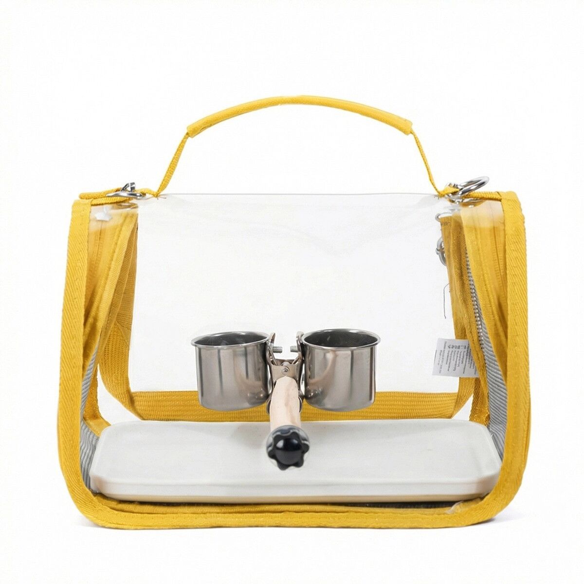 INF Sac de transport pour oiseaux portable avec perchoir, distributeur et plateau - Sac respirant pour perroquets, calopsittes Jaune