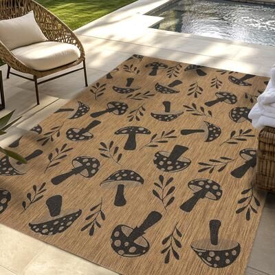 Gertmenian Paseo Rika Chestnut Brown/ Black Spotted Mushroom Polypropylene Flatweave Indoor/ Outdoor Area Rug