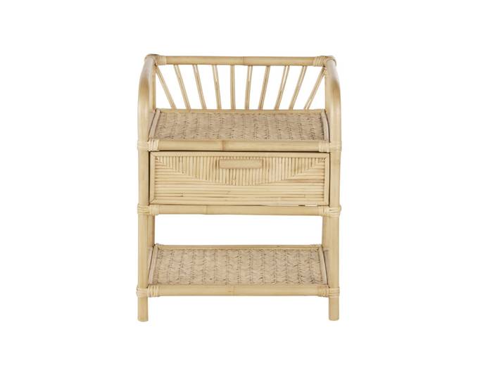 Nachttisch mit 1 Schublade aus beigem Rattan