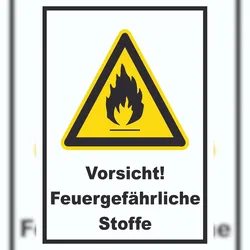 HB-Druck Vorsicht Feuergefährliche Stoffe Schild A0 (841x1189mm)