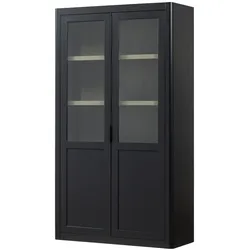 Vitrine Gunnar aus Kiefernholz, skandinavisches Design, schwarz lackiert, 2 Türen, 4 Einlegeböden