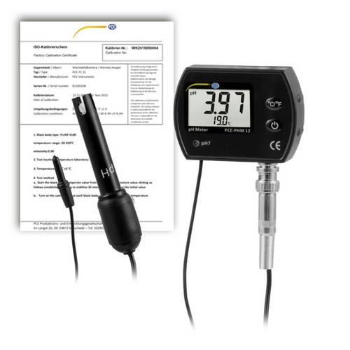 PCE Instruments PCE-PHM 12-ICA pH-Messgerät kalibriert (ISO) Temperatur, pH-Wert