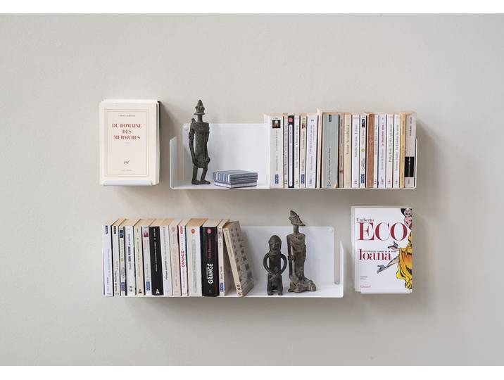 Étagère pour livres 60 cm en acier - 2 étagères et 2 serre-livres - teebooks