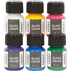 Creativ Company, Künstlerfarbe + Bastelfarbe, Glasfarbe Frost Glasfarbe, 6x30ml (180 ml)