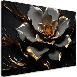 WANDBILD 3d goldene glamour blume