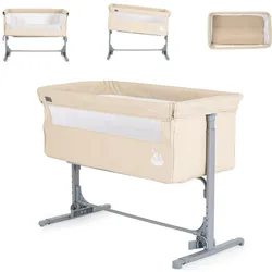 Moni, Beistellbett, Mystery Beige Nachttischwiege (47 x 85 cm)