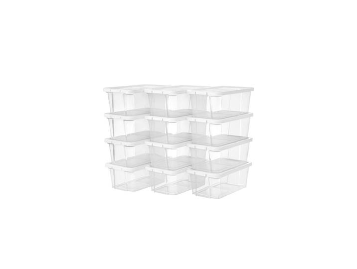 Schuhbox SONGMICS mit Deckel 12-teilig , transparent, B:35cm H:20cm T:12,5cm, Polypropylen (PP), Aufbewahrungsboxen, Schuhbox