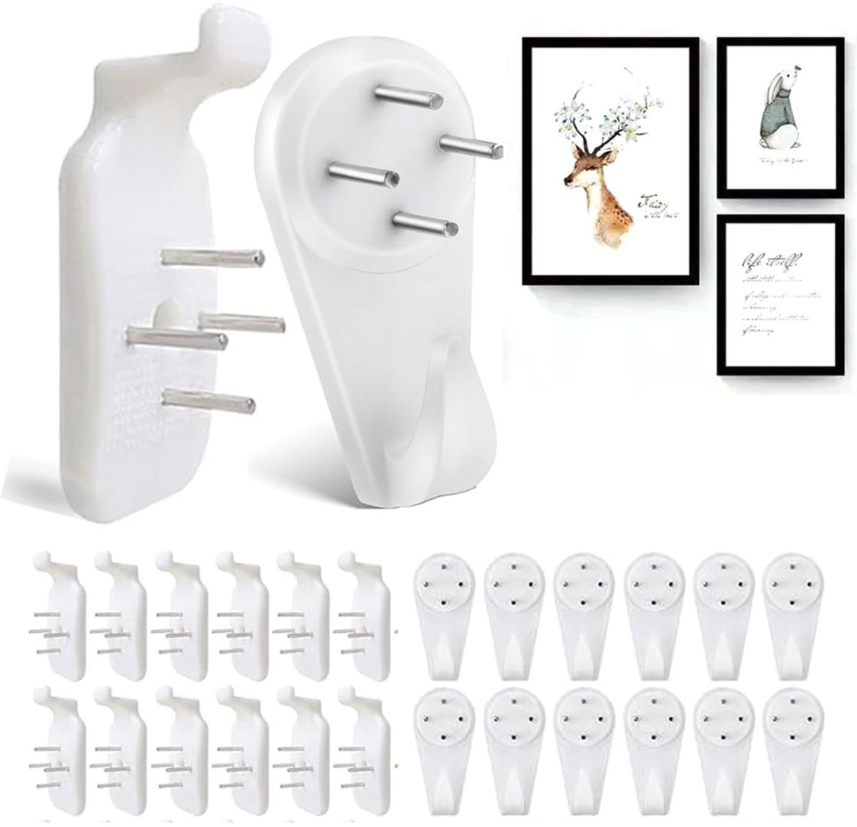 Dailygoods Wandhaak Set van 40 - Zelfklevend - Wit