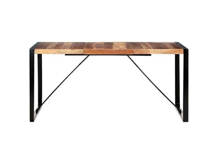 KGHERMDF Esstisch 160x80x75 cm Massivholz Akazie Handgefertigt, Stahlbeine, Industrial Style, Gummibaumholz, Robust