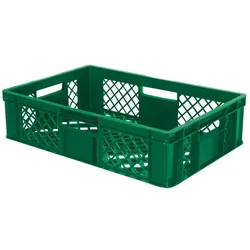 90 Stück Eurobehälter durchbrochen/Bäckerkiste, LxBxH 600 x 400 x 150 mm, PE-HD, lebensmittelecht, grün, Palettenware ...