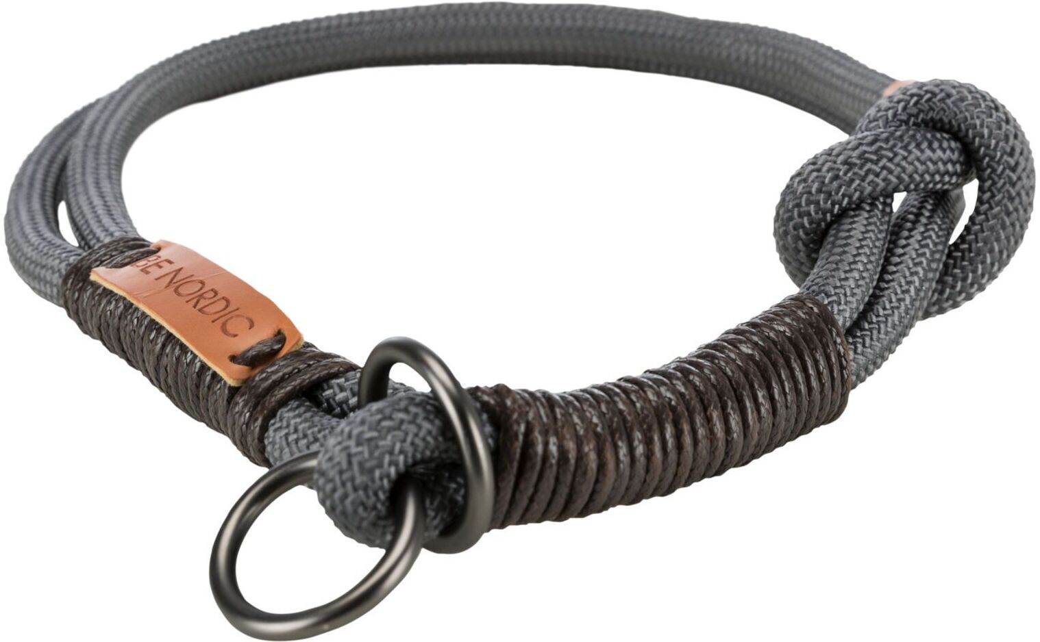 TRIXIE BE NORDIC Zug-Stopp-Halsband, M: 45 cm / Ø 8 mm, dunkelgrau / braun