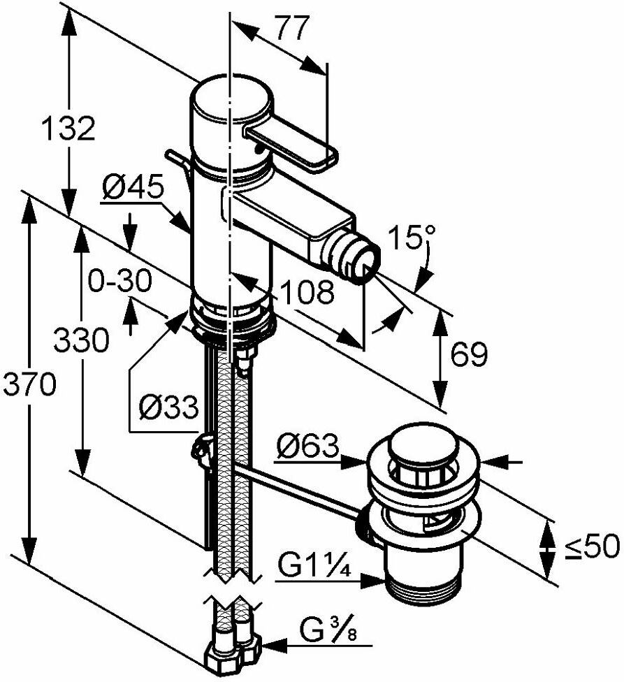Kludi ZENTA Bidet-Einhandmischer