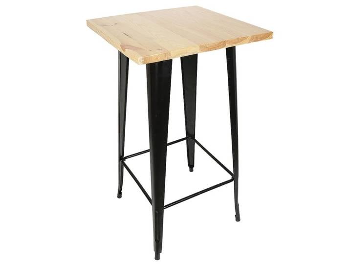 KEDIA Table de Bar et de Cuisine en Métal 60*60*110cm Couleur Bois Naturel Table Bar de 2 à 4 Personnes Style industriel