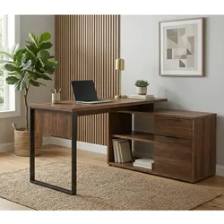 Laptopschreibtisch Computer Schreibtisch in Walnussfarben 140 cm breit