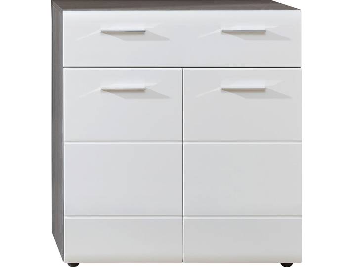 Schuhkommode HOME AFFAIRE Sovana , weiss (weiß, eichefarben rauchsilber), B:80cm H:87cm T:35cm, Sideboards, Schuhkommode, Schuhschrank mit Schublade - Kommode mit Platz für 12 Schuhpaare