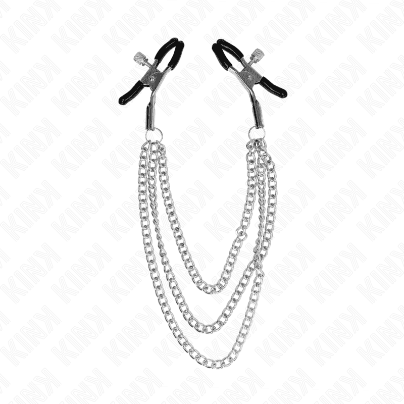 KINK NIPPLE GRIP pinces à tétons avec 3 chaînes argent 20/23/28 cm