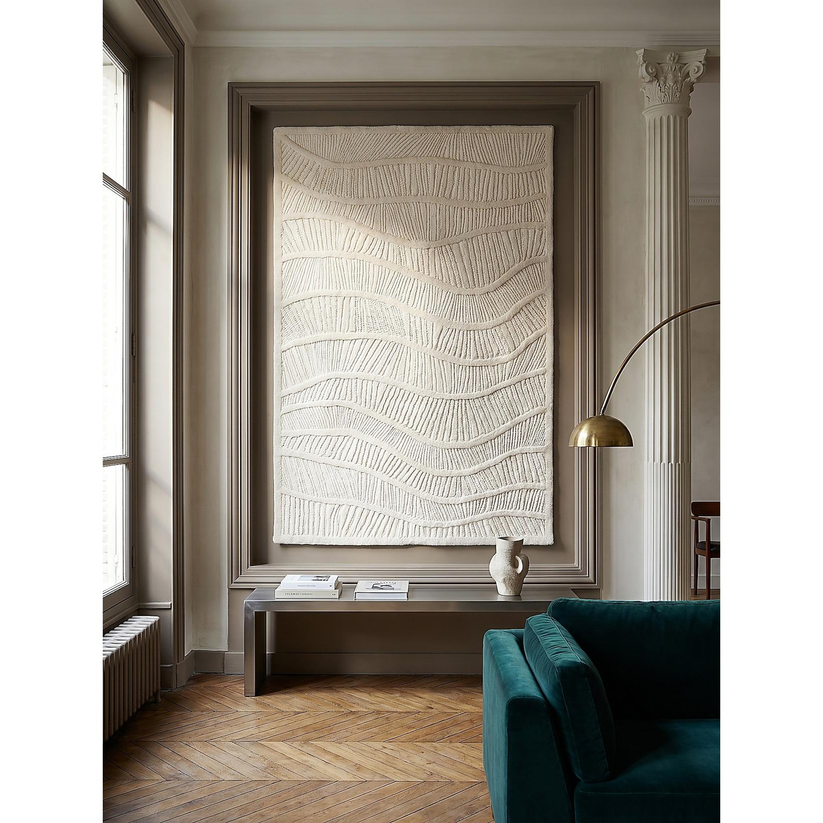 Wollteppich Wellen-Relief Weiß 200 x 290 cm - CARVE Kadima Design