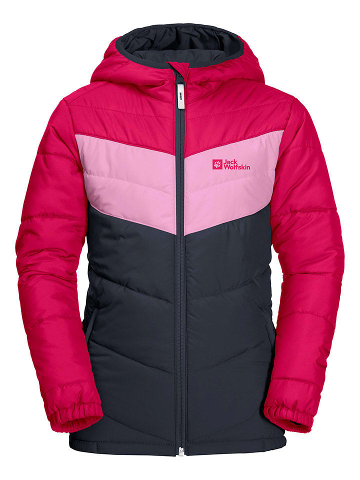 Jack Wolfskin Steppjacke "Three Hills" in Dunkelblau/ Pink/ Rosa - 104