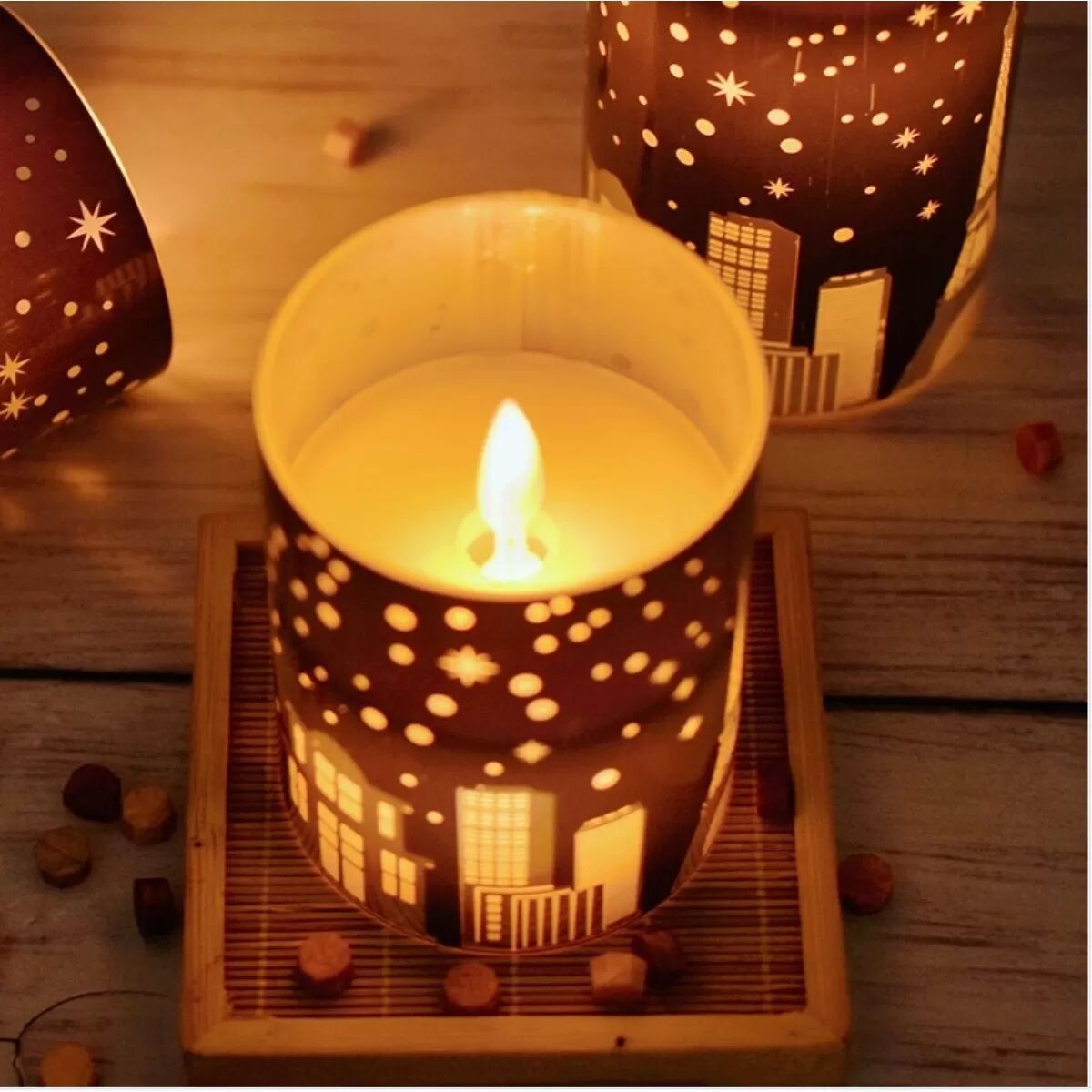 INF Kreative romantische LED-Flammenlose Kerze (7,5 cm Durchmesser, 12,5 cm Höhe)