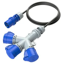 PCE 9432002 CEE Mehrfachsteckdose 16A 3p 6h mit Kabel und Stecker IP44
