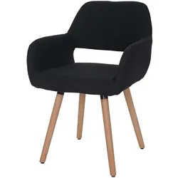 Décoshop26 - Besucher-/Ess-/Bürostuhl im Retro-Design ohne Rollen schwarzer Stoffbezug helle Holzbeine 04_0002148