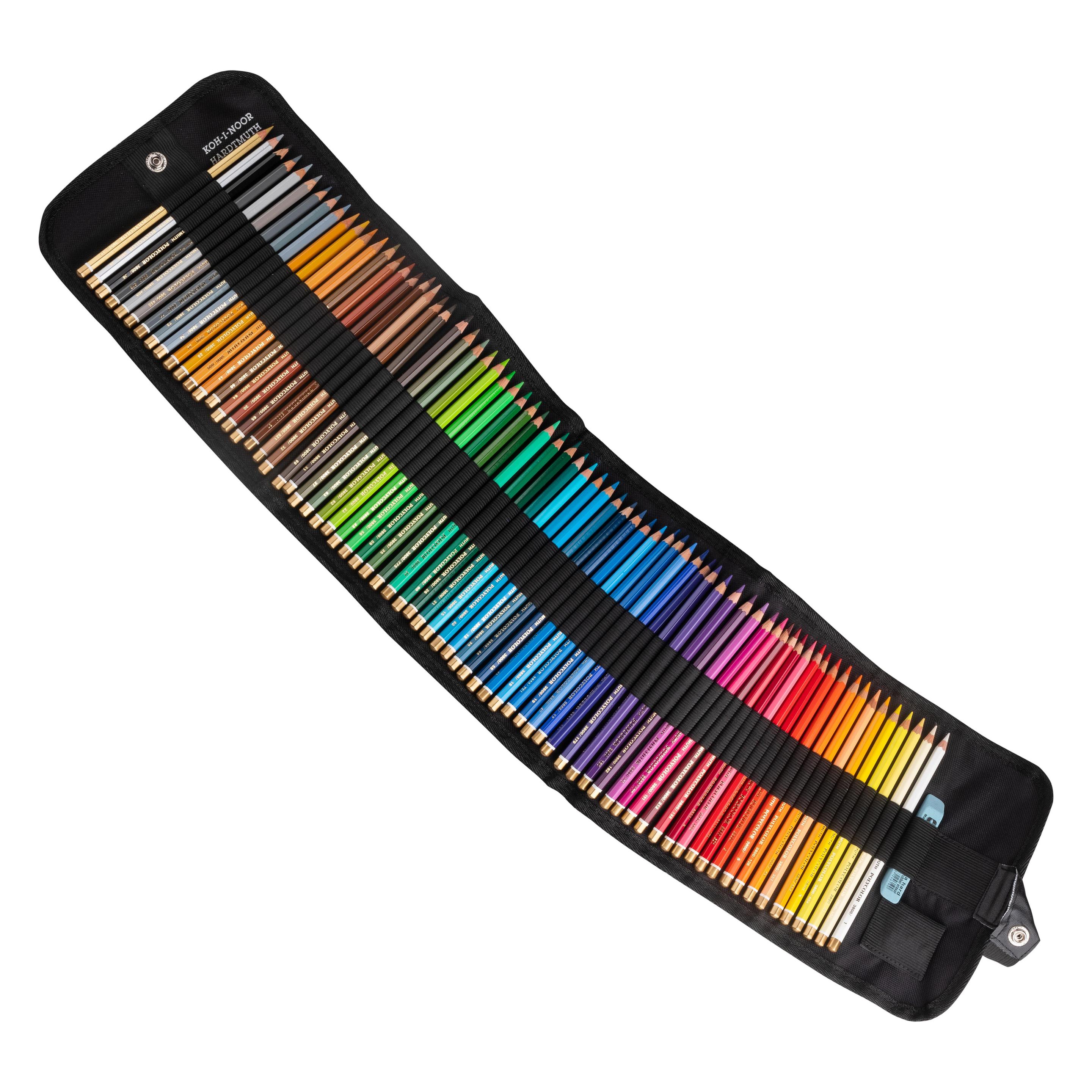 Koh-i-Noor Polycolor- Stiftetasche schwarz - gefüllt mit 72 Polycolor- Farbstiften, Radiergummi und Anspitzer (72x) (42827341)