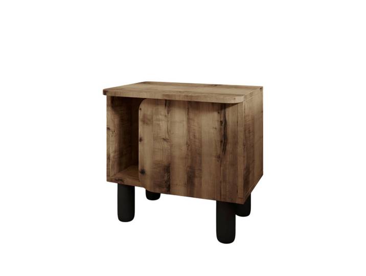 Livetastic Nachttisch River Nachttisch, Nussbaum, Holzoptik, rechteckig, rund, 50x30x49 cm, einfacher Aufbau, Schlafzimmer, Nachttische