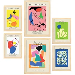POSTER Set Mit 6 Kunstausstellung Sammlung A3 & A4 Rahmen Aus Hellem Holz