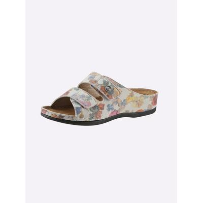 Pantolette FRANKEN-SCHUHE, Damen, Gr. 40, Lederimitat, bunt (weiß, bunt), Schuhe Pantolette