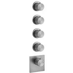 Gessi316 Fertigmontage-Set Unterputz-Thermostat, vertikalen Montage, 4 separate Wege, einzelne Rosetten, 54508299, Farbe: Schwarz XL
