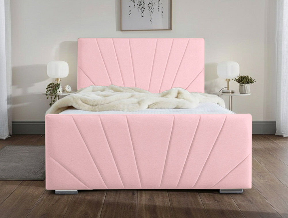 Etta Avenue Ebenezer Upholstered Bed Frame Pink Double (4'6)