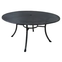 Streckmetall Gartentisch Treviso - √ò 150 x 72 cm - Farbe: Eisengrau - runder Gartentisch mit Schirmloch aus Stahl und Streckmetall