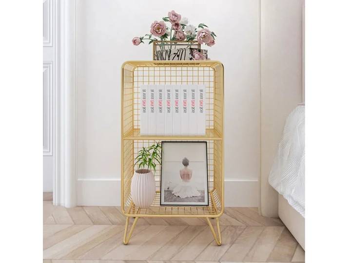 Étagère en fil métallique, support de rangement ouvert avec plusieurs étagères, présentoir élégant pour salon, chambre à coucher