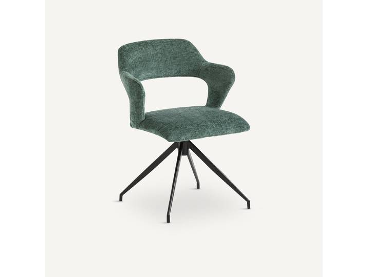 AM.PM Fauteuil de table pivotant chenille flammée, Asyar Vert Cèdre