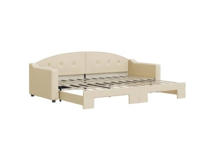 PUGYNBK Schlafsofa Nest, cremefarbener Stoff, 80 x 200 cm 2-in-1, Gestell aus Holz und Metall, Lattenrost, ohne Matratze