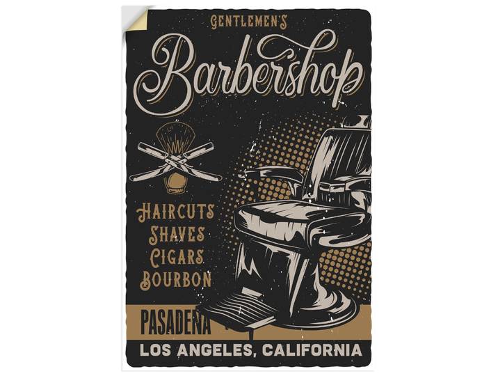 Wandbild ARTLAND Barbershop Plakat , braun (farbe bild(er): braun), B:50cm H:70cm, Bilder, Wandbild, als Alubild, Leinwandbild, Poster, Wandaufkleber in verschied. Grössen