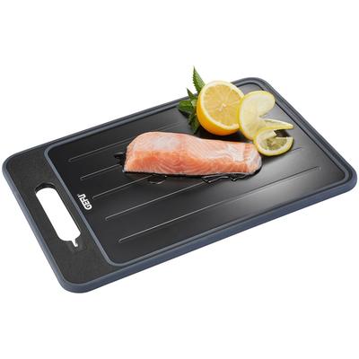 Schneidebrett GEFU "CUT PRO", schwarz, B:25cm H:1cm L:36,5cm, Aluminium, Kunststoff, Schneidebretter, innovative Auftauseite, Saftrille, integri. Reibfläche, Messerschärfer
