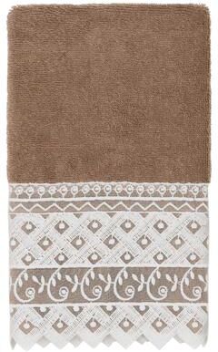 Authentic Hotel and Spa 100% Turkish Cotton Aiden White Lace Embellished Hand Towel