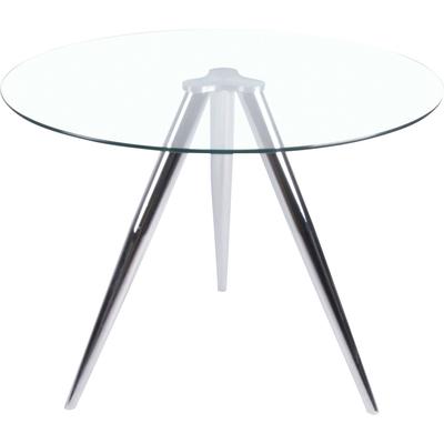 Esstisch SALESFEVER, transparent (transparent, chromfarben, transparent), B:100cm H:75cm T:100cm, Tische, Esstisch, mit modernem Chrom Gestell