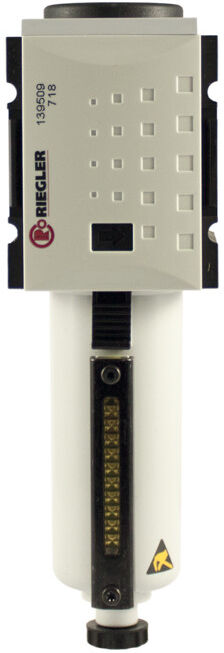Riegler Préfiltre »FUTURA«, corps métal, tube de contrôle, 0,3 µm, BG1, G 3/8, VA (FU 862-M)