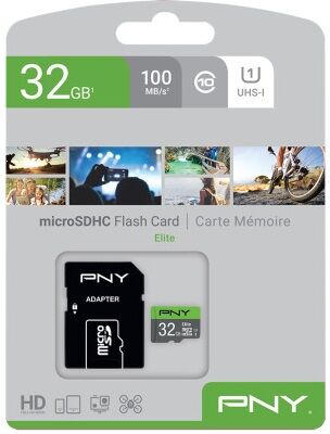 Tarjeta de Memoria MicroSDHC 32GB (Clase 10) + Adaptador - PNY