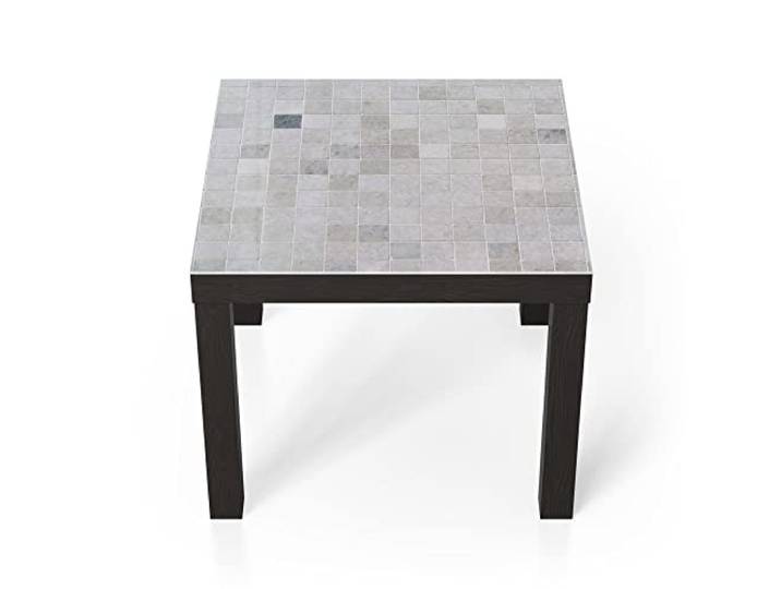 DEQORI Glastisch schwarz klein 55x55 cm Motiv Fliesenwand aus Keramik ausgefallener Beistelltisch aus Glas Hochglanz Couchtisch fürs Wohnzimmer moderner Couch Tisch mit Design