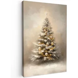 LEINWANDBILD Weihnachten - Weihnachtsbaum - Schnee - Kunst Wanddeko 40x60 cm
