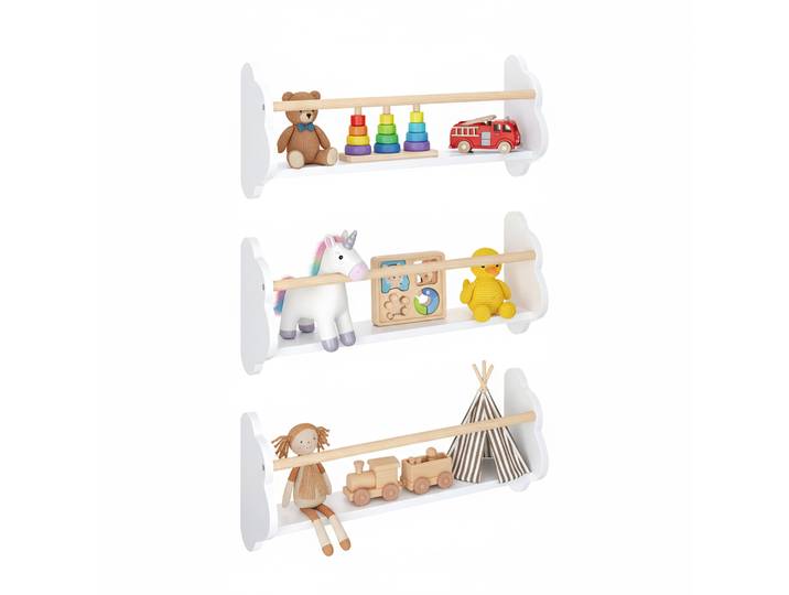 Wandregal Kinderzimmer DREAMYCLOUD 3er Set weiss/natur