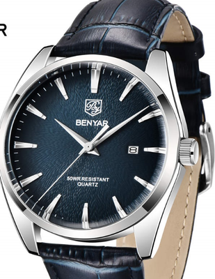 Modern Mode Marketplace Premium Military Leather Quartz Watch Waterproof Mens Watch With Durable Strap & Classic Design blue