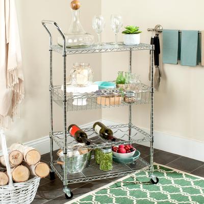 SAFAVIEH Carmen 9-Inch Adjustable Storage Chrome Wire Cart