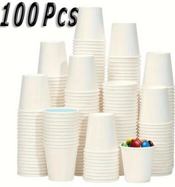The Handy Homestead Mini Disposable Paper Tasting Cups For Coffee Juice Candy 100pcs