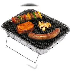 BURI Einmal Grill 600g Holzkohle Alu Einweggrill Kohle Grillen Picknickgrill Campinggrill